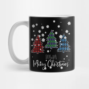 Iowa Merry Christms Buffalo Plaid Xmas Tree  Mug